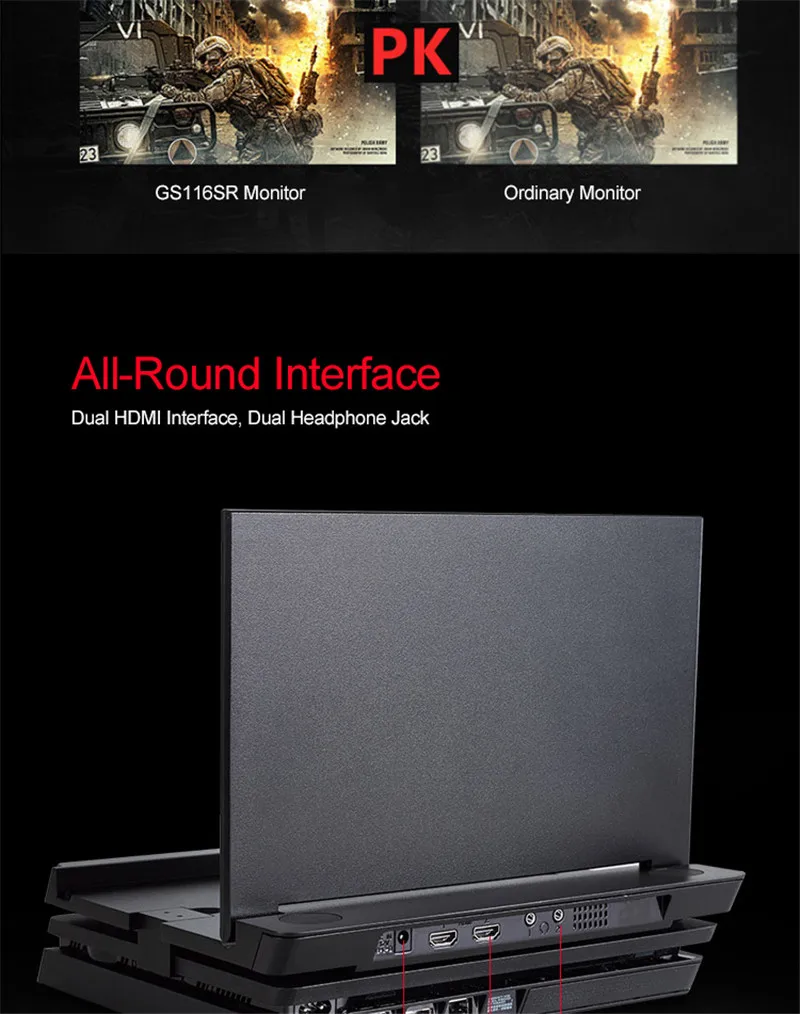 G-STORY 11,6 ''ips FHD 1080P Портативный игровой монитор для ухода за глазами для PS4 тонкий с FreeSync HDMI кабель динамик игровой дисплей