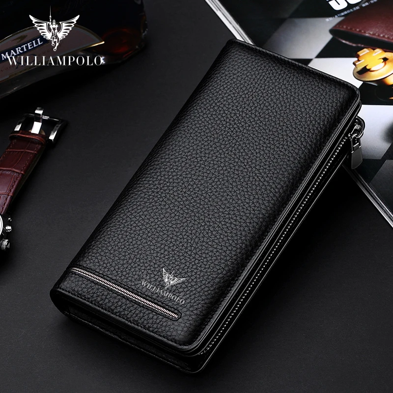 Кожаный чехол портмоне для мужчин длинный кошелек с отделением карт сувенирная