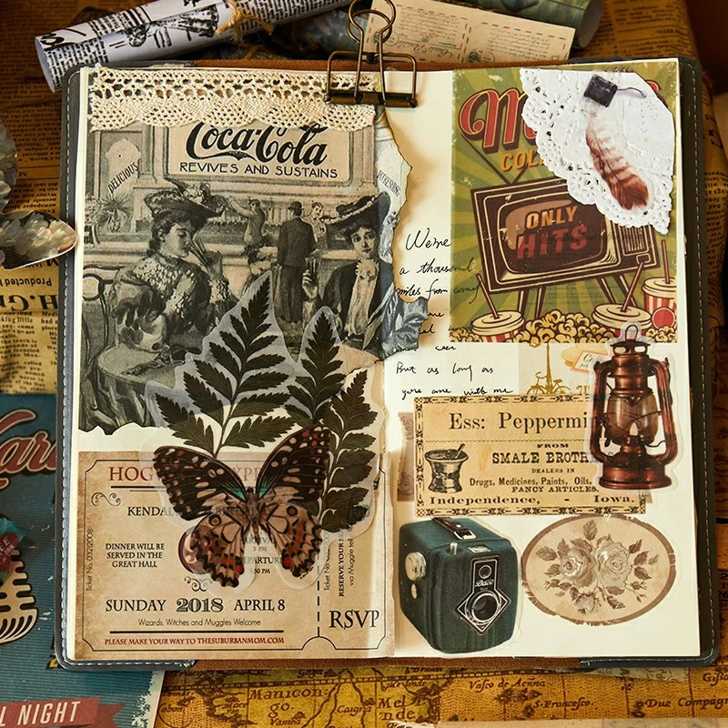 

Golden Years Series Material Pack DIY Scrapbooking junk journal Base Collage Gift Packaging Decoration Material Paper