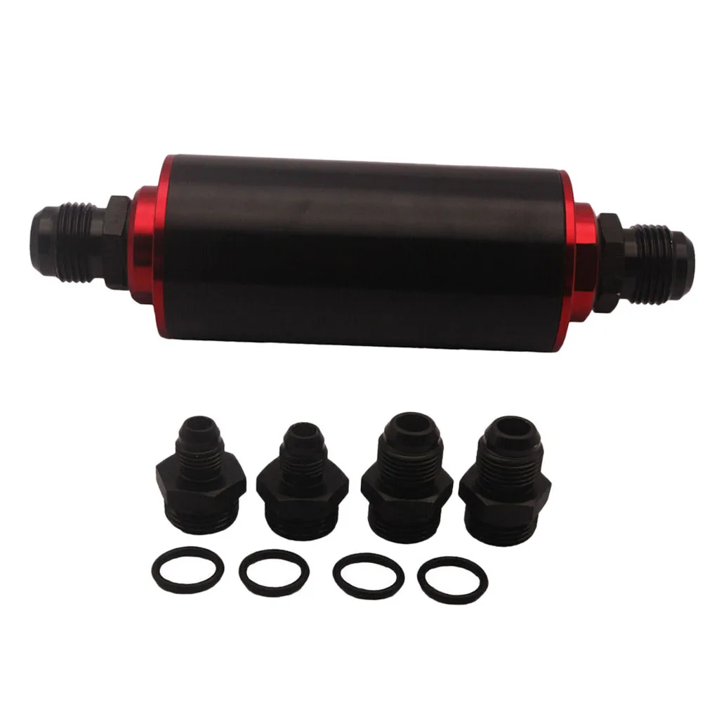 

Fuel Filter 100Micron High Flow Aluminium Alloy Racing AN6 Fitting Kit Black