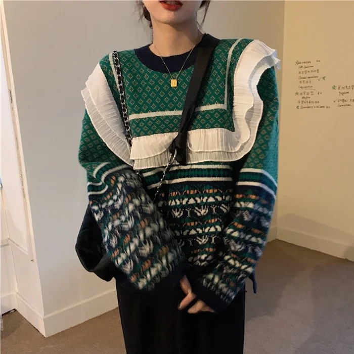 Женский свободный свитер пуловер для ранней осени 2021 | Женская одежда