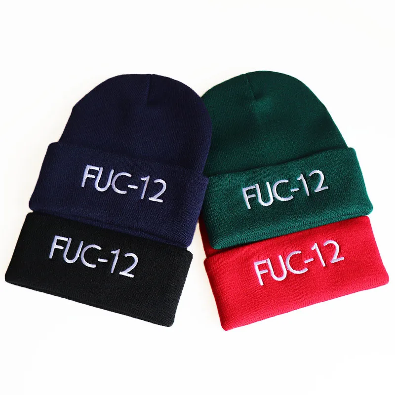 FUC-12 Billie Eilish Beanies акриловые повседневные мужские и женские вязаные зимние шляпы для мальчиков и девочек Skullies шапка с вышивкой Прямая