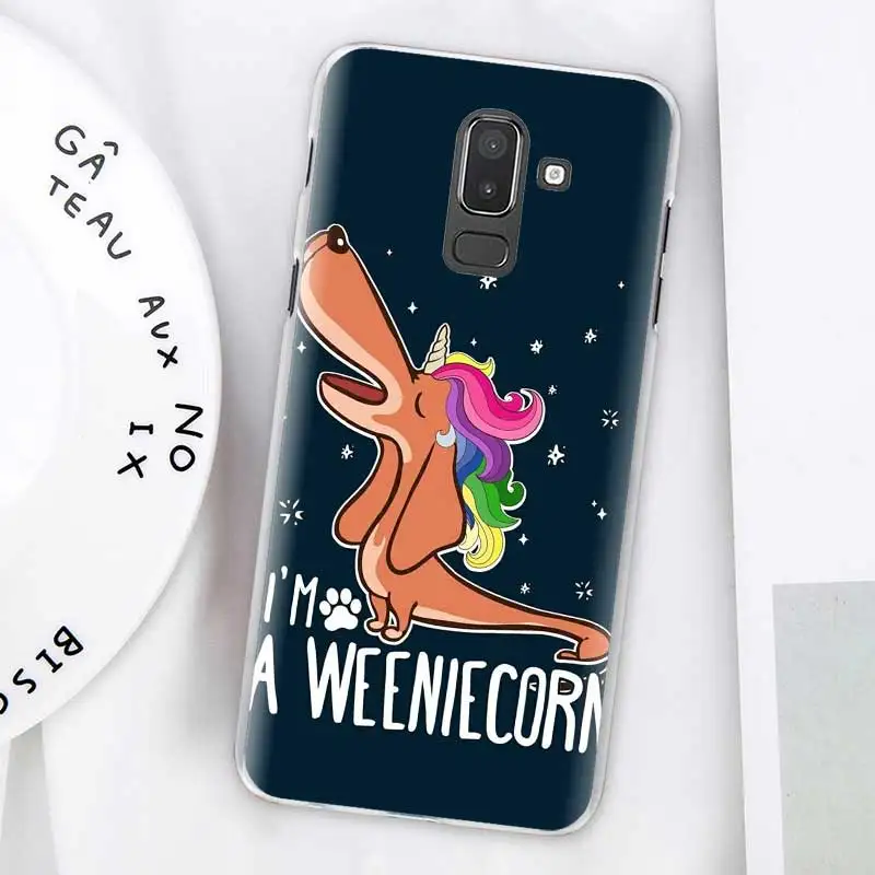Dachshund Doxie Цветок Собака Щенок Чехлы для samsung Galaxy J4 Plus J6 Plus J8 J3 J5 J7 J5 Prime жесткий чехол