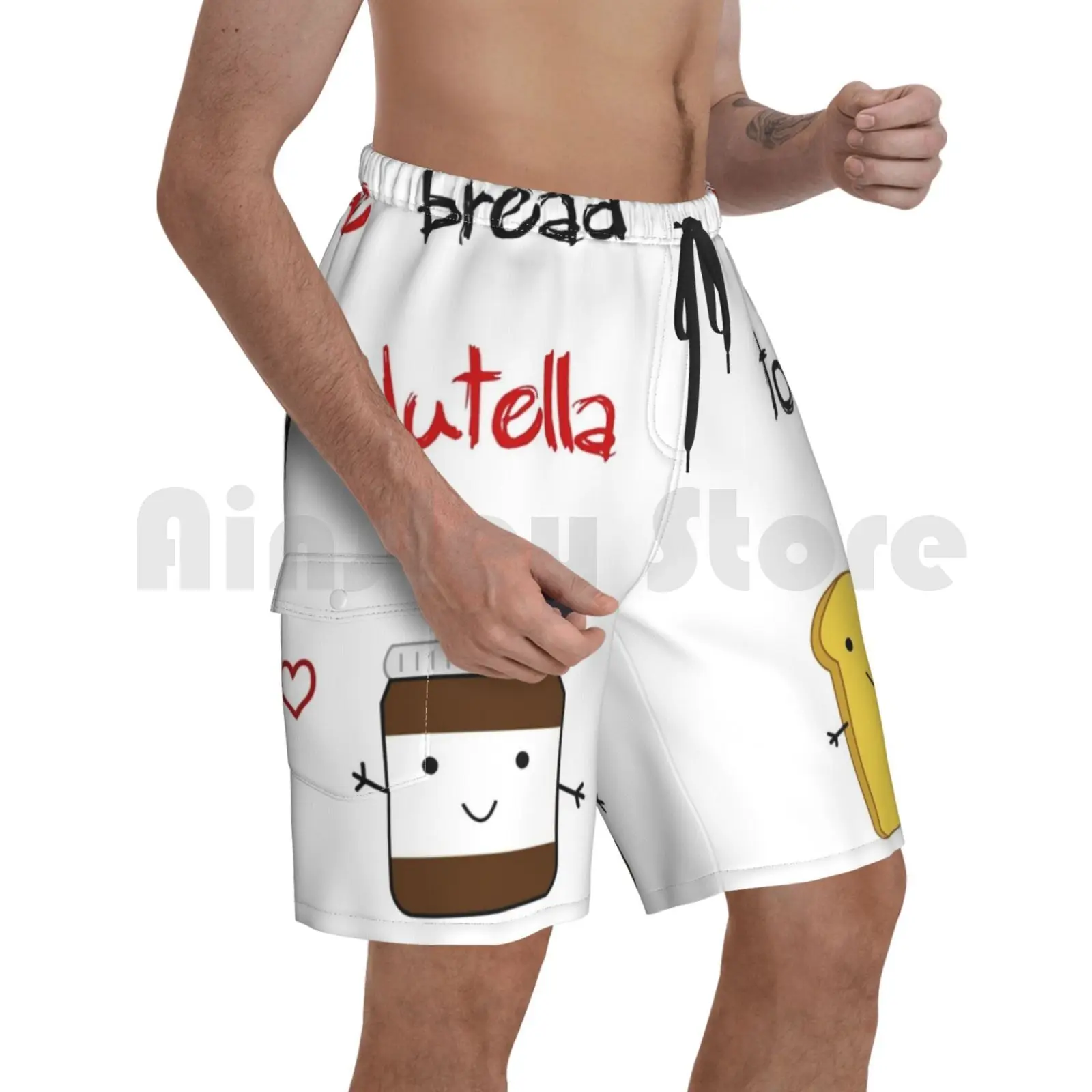

Be The Bread To My Nutella Beach Shorts Men Beach Pants Swim Trunks Nutella Bread Couple Friends Friendship Love