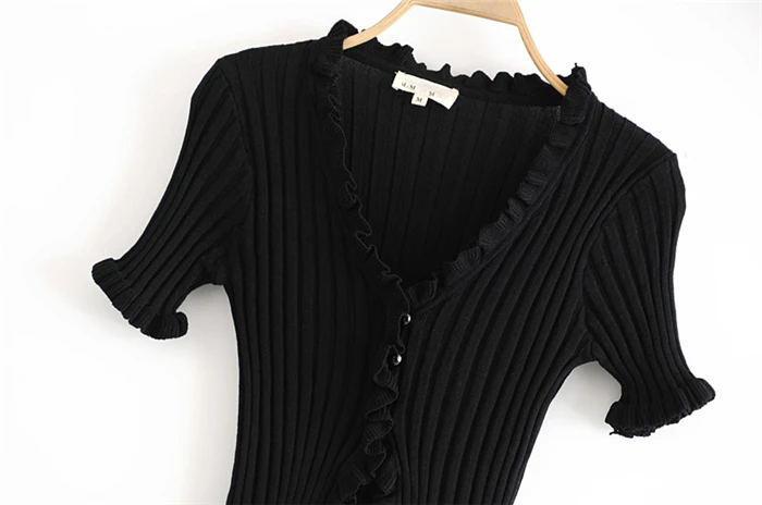 Chu Sau beauty Autumn Winter Sweet Chic 2 Colours Knitted Sweater Women Casual V-neck Single Breasted Good Elasticity Cardigans