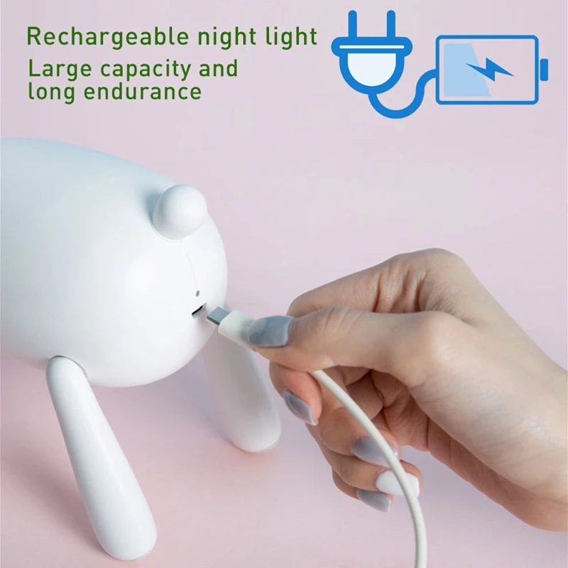 

Cute Night Light Lamp LED for Baby/Children/Kids Room Bedside Bedroom Decor Silicone Touch Sensor Soft Warm White Timer Sleeping
