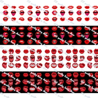red lips pattern printed grosgrain ribbon 50 yards gift wrapping diy bows christmas wedding derections ribbons