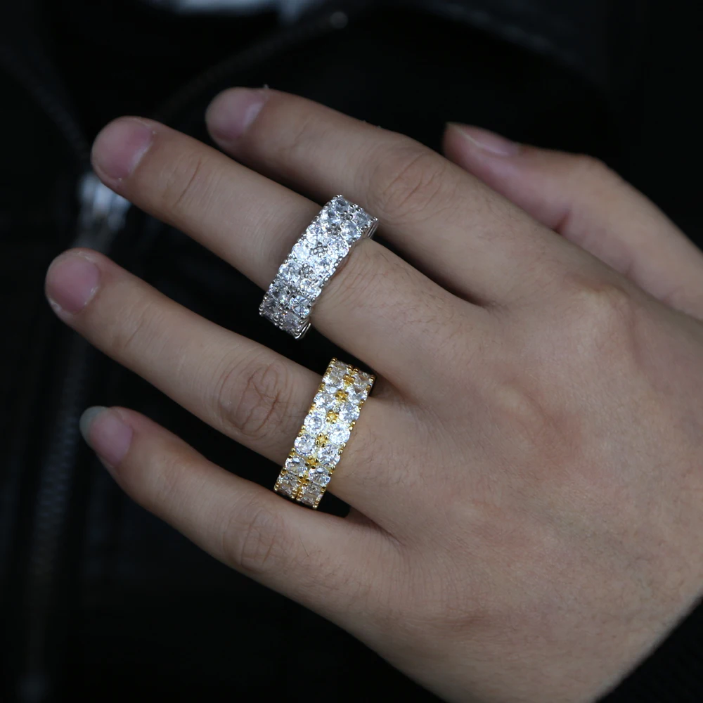 Новое Сверкающее круглое cz серебряное кольцо с фианитом AAA 2 ряда цепочкой