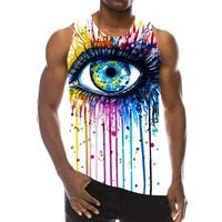 mens color graphic sleeveless 3d top holiday tees eye tank tops gym boys streetwear novelty vest