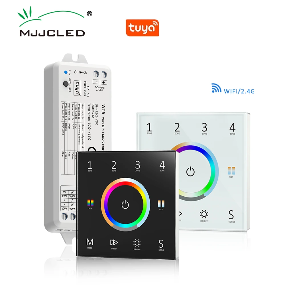 WT5 Tuya Smart RF RGBCCT контроллера 12V 24V DC 5 в 1 диммер RGB/RGBW/RGBWW Светодиодные ленты