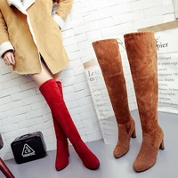 womens high heel boots for autumnwinter 2021 chunky heel over the knee boots lace up and fleecewomens riding boots 4 color