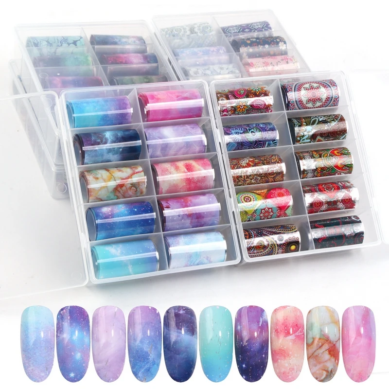 

2021 The New Nail Foils Sticker Set Decal Sparkly Sky Glitter Nail Art Transfer Nail Sticker Paper Diy Tips Decoration Sliders