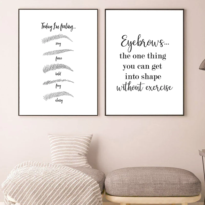 Художественный принт для макияжа картина бровей холст красоты черно белые
