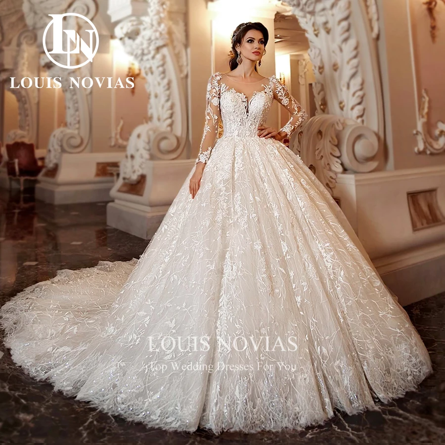 Бальное платье LOUIS NOVIAS свадебные платья 2022 женское с длинным рукавом и шлейфом