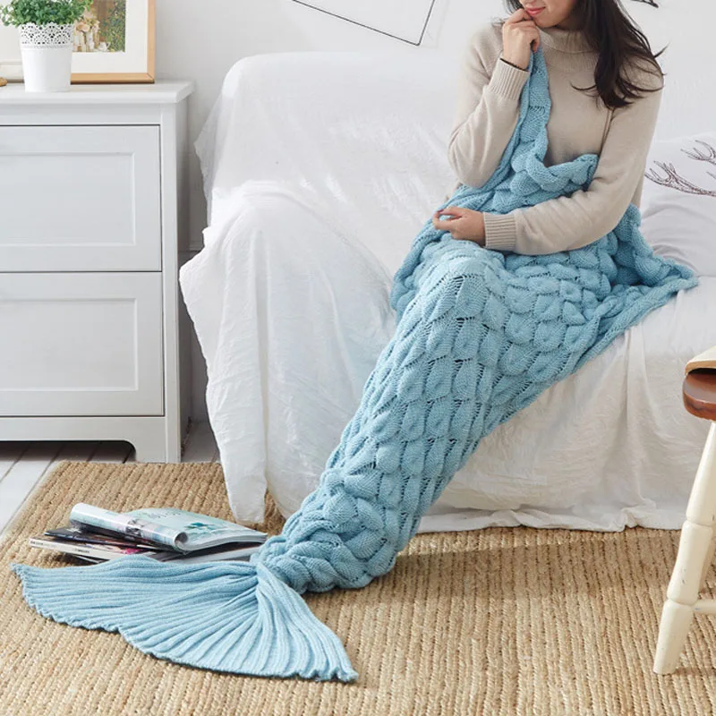 Вязаное одеяло хвост русалки с рыбий чешуей вязаное крючком подарки на день