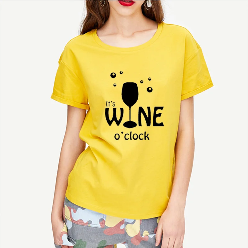 Женские топы it WINE Clock женский с надписью Футболка Повседневная хлопковая