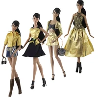 cosplay gold doll clothes for barbie outfits sets fashion vest skirt handbag dress for barbie clothes 16 bjd dolls accessories