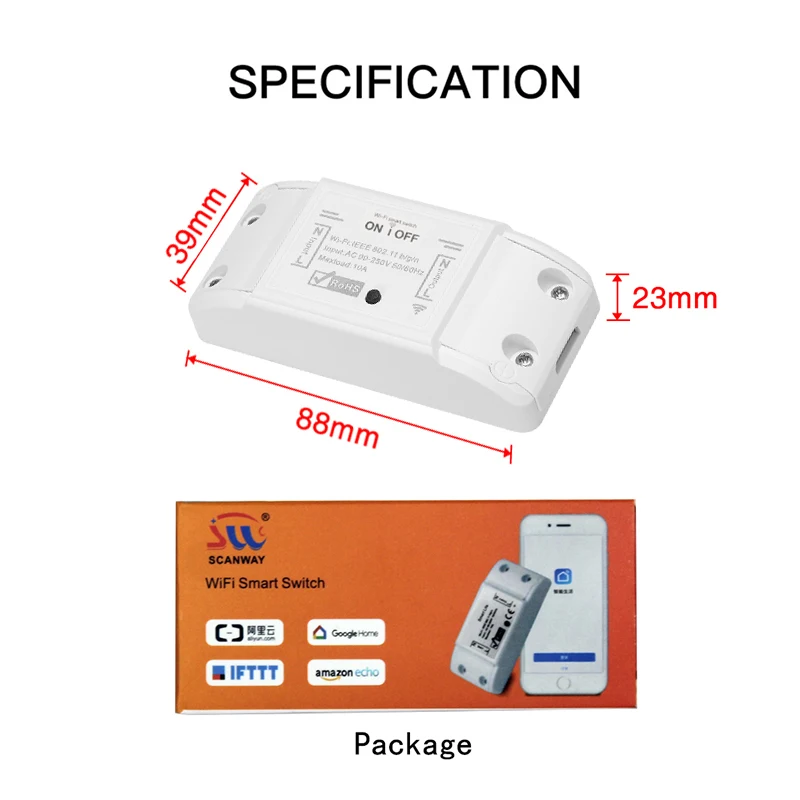 

3PCS WiFi Smart Switch DIY Works with Alexa Google Home Smart Home