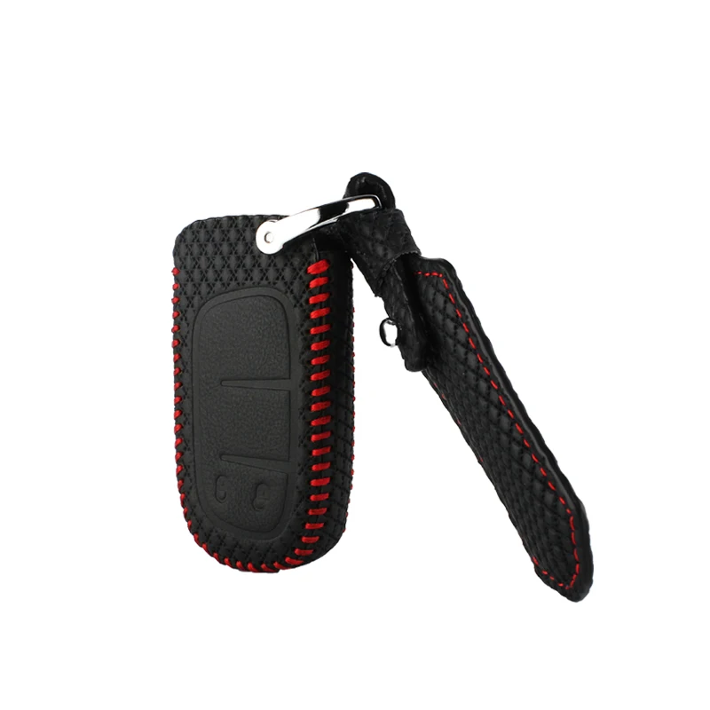 Чехол для ключей автомобиля dodge JCUV 2013 fiat Freemon jeep Cherokee GrandCherok geniune кожаный брелок - Название цвета: Black