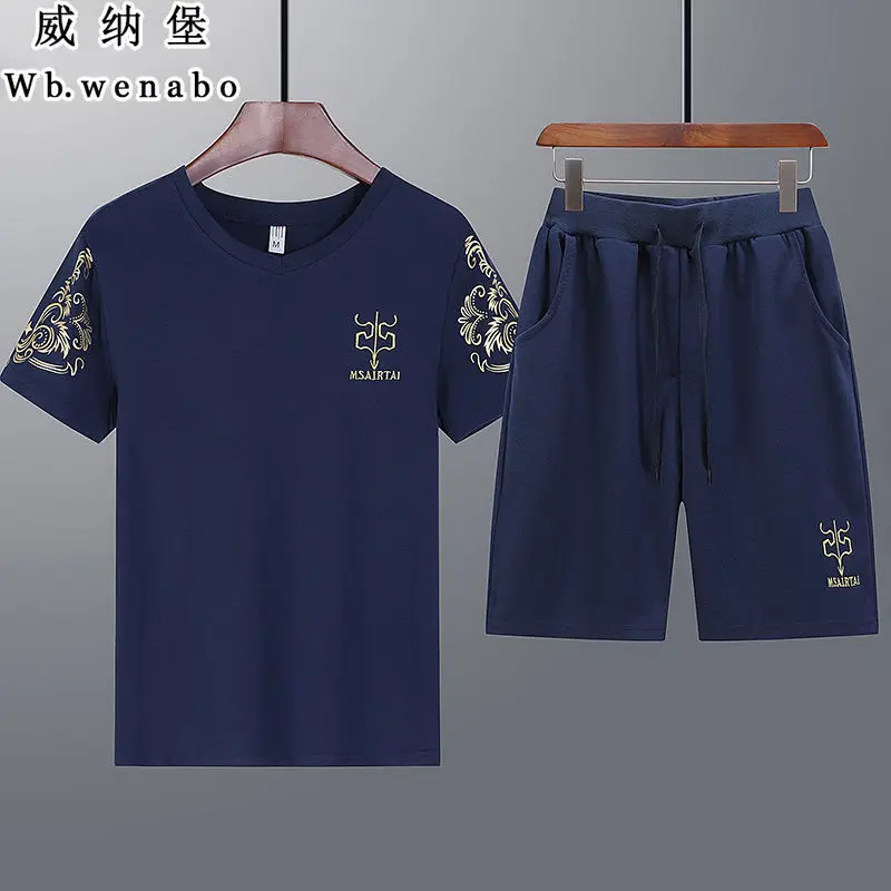 

Men's Summer Thin Running Fitness Clothing Short Sleeve Five Shorts T-Shirt Summer Sports Clothing