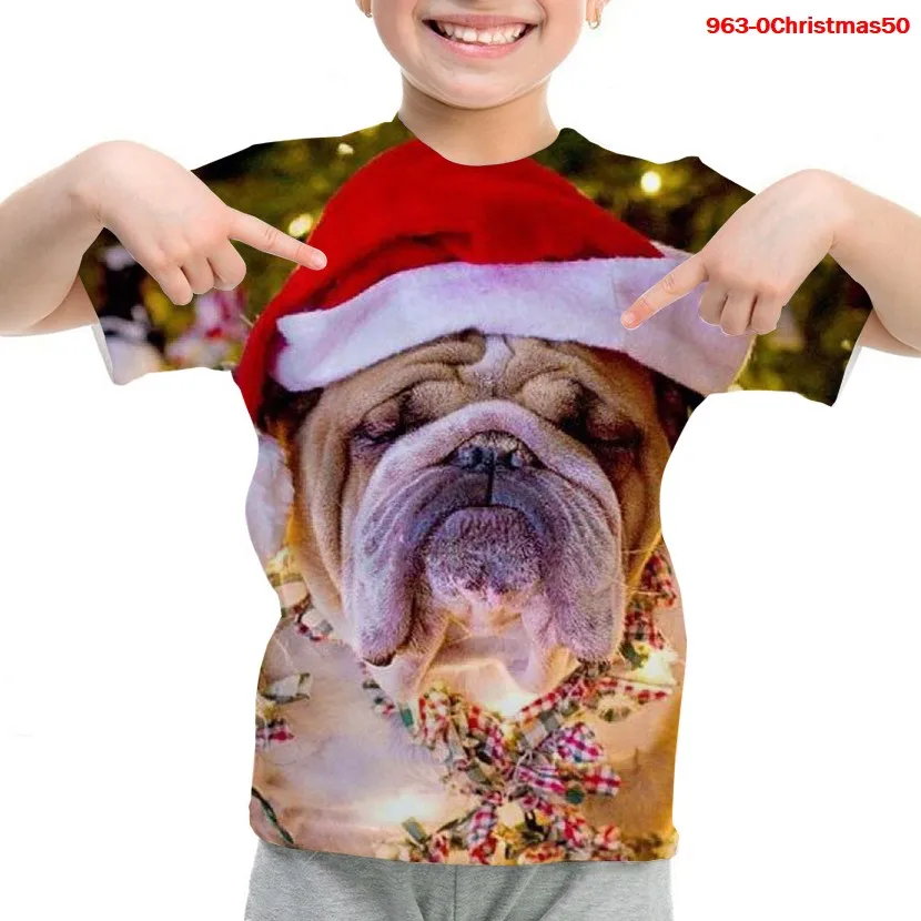 

Christmas Printed Fashion T Shirt Summer Short Sleeve O-neck Tshirt 3D Tees For Baby Boys Kids Casual Cartoon Tops Girls T-shirt