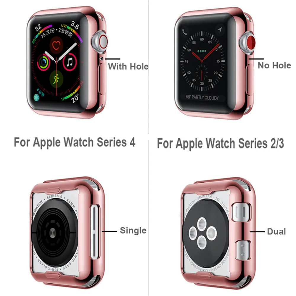 Чехол часы для Apple Watch 5/4 42 мм 44 TPU всесторонний гальванический защитный чехол iwatch