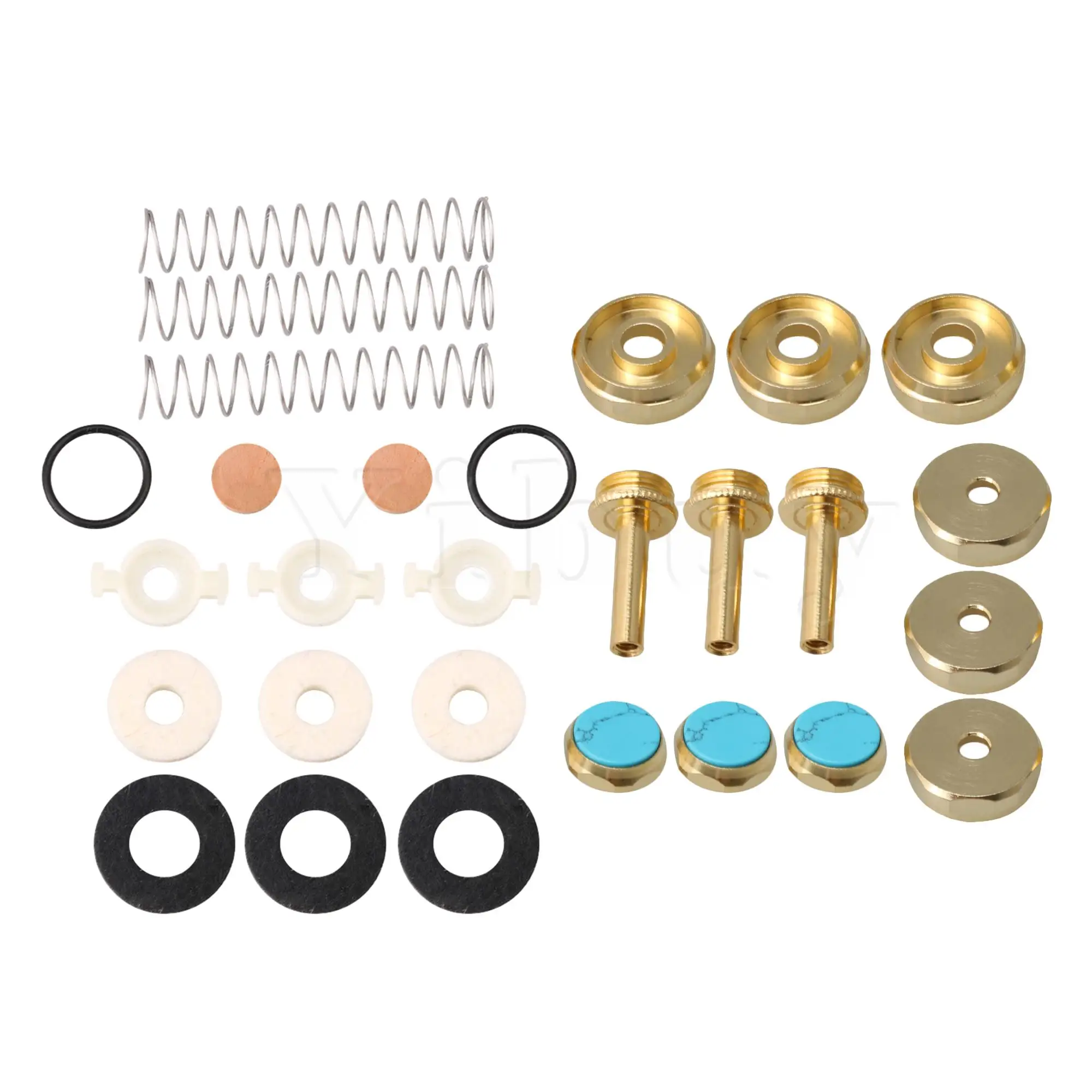 

Yibuy Trumpets Finger Buttons Turquoise Inlay with 16pcs Trumpet Felt Pad Kits