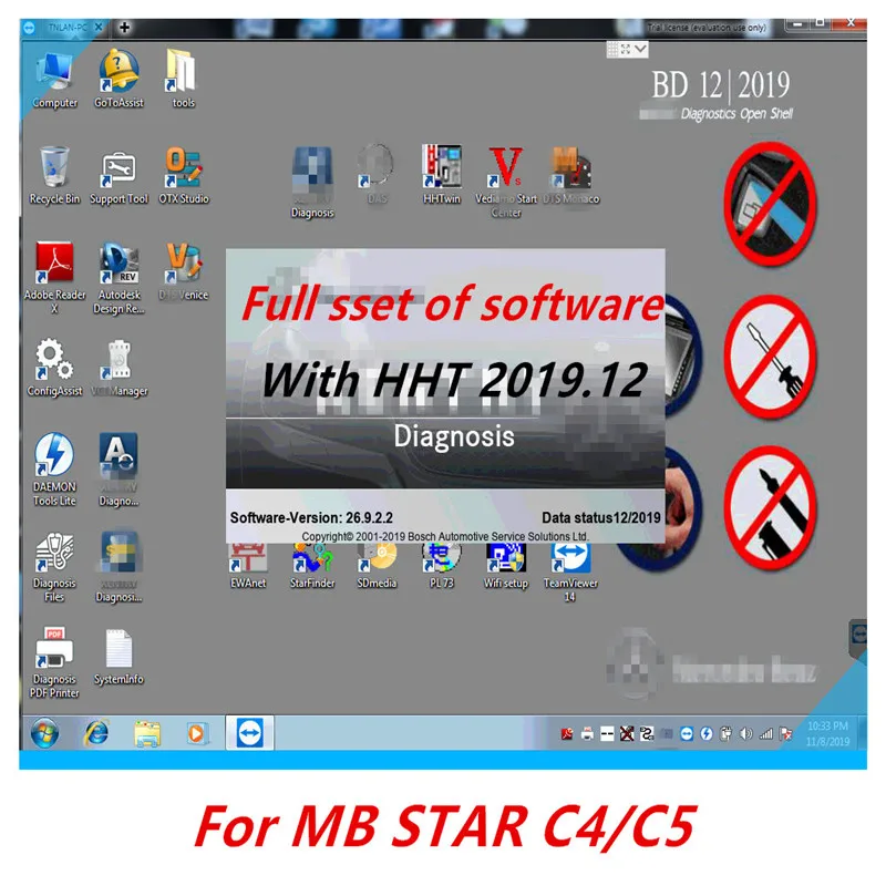 12 MB STAR SD C4 C5 WIN7 32 бит полное программное обеспечение с HHT для SD подключения звезда Диагностика компактный 4 мультиплексор диагностический инструмент