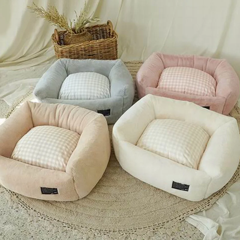 

Dog Cushion Mat Nest Pet Bed Dog Kennel Indoor Warm Dog House Baby Soft High Elastic Fleece Nest Cartoons Baskets Mat Washable