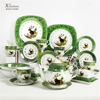 nordic gilded elk tableware set phnom penh animal rice bowl teapot coffee cup set elk forest plate