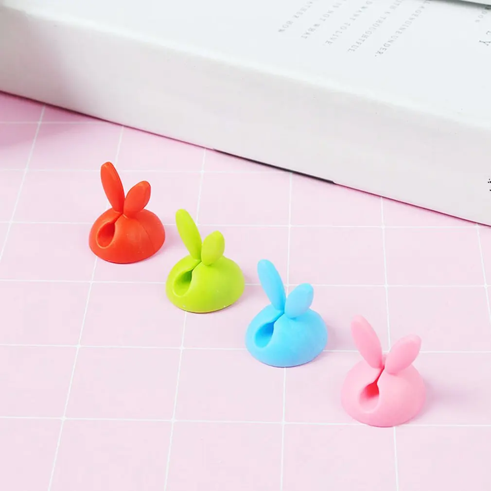 

4pcs Rabbit Ears Fixer Thread Management Device Data Line Desktop Finishing Convenient Fixing Clamps