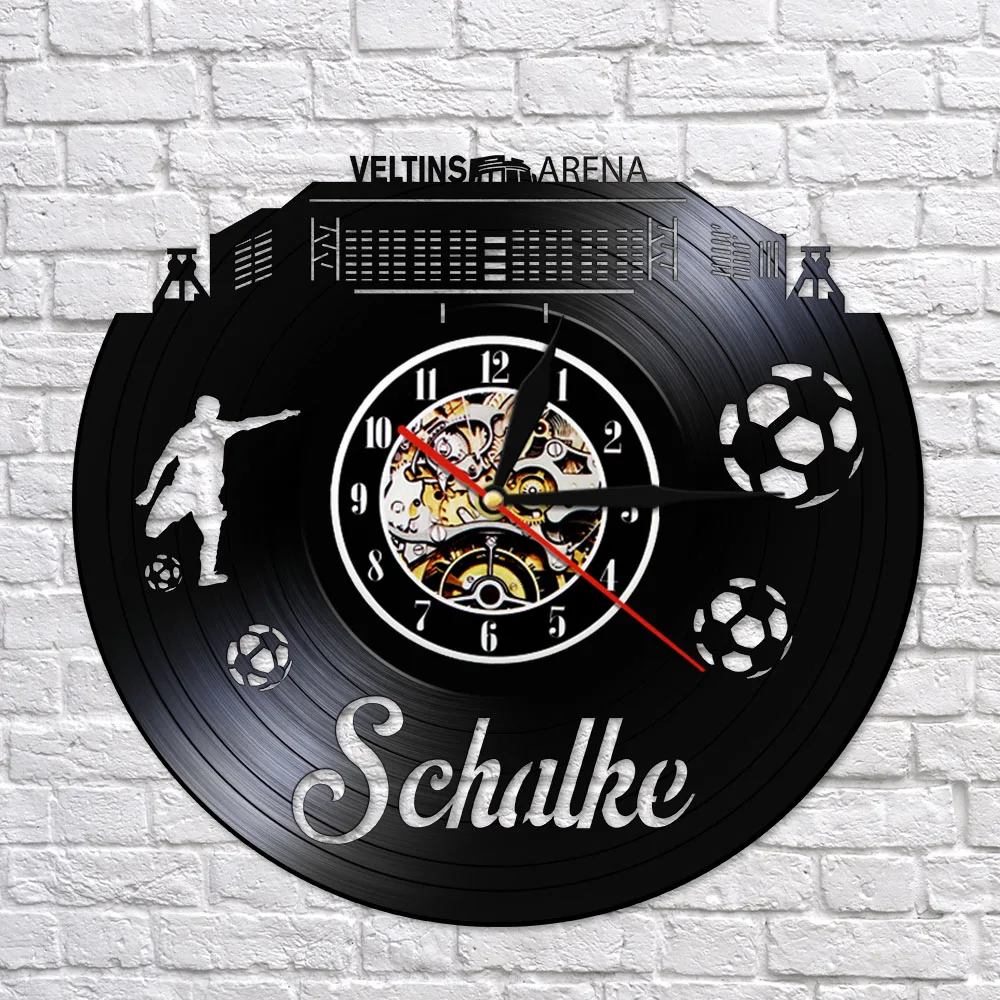 Gelsenkirchen Skyline тихие настенные часы немецкий город футбол стадион фанаты празднования Чемпион стены искусства Виниловая пластинка часы