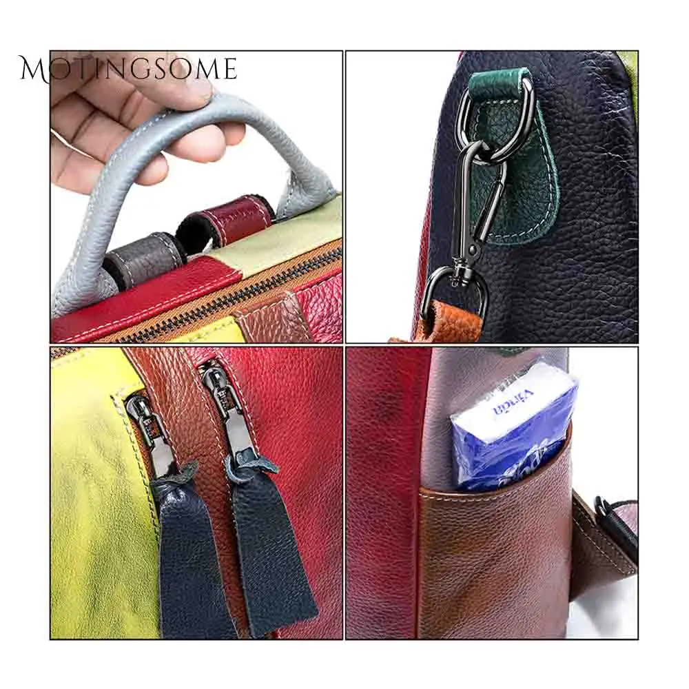 Красочный лоскутный женский рюкзак из натуральной кожи ручной работы воловьей