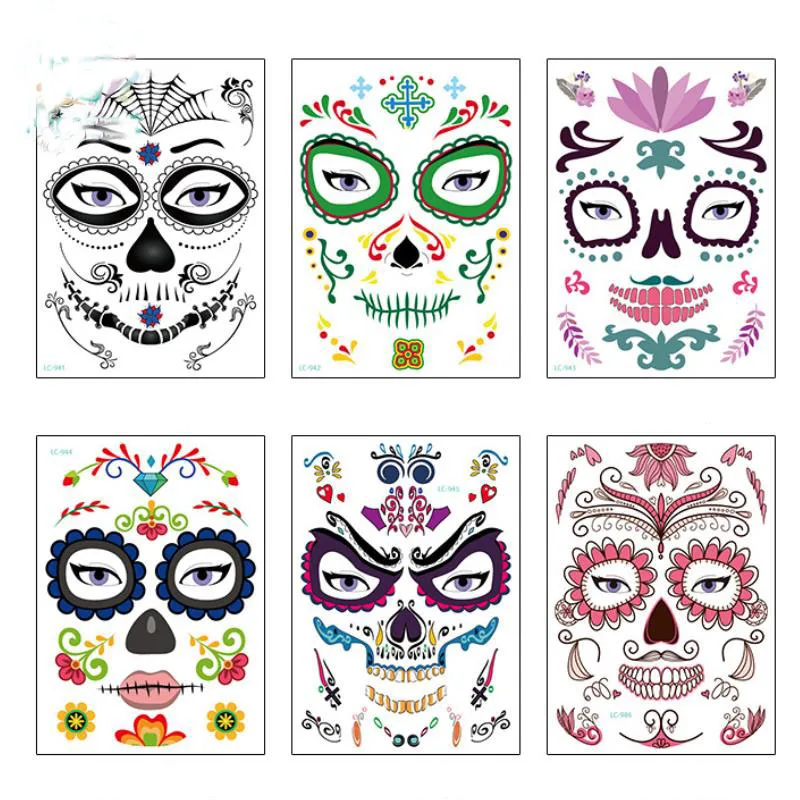 5 листов Смешные Хэллоуин водонепроницаемые татуировки Временные мультфильм