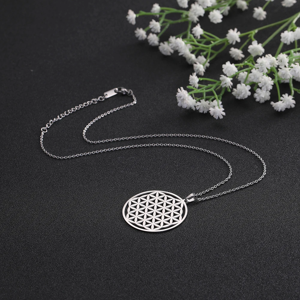 Ожерелье с подвеской в виде цветка жизни мандалы позолоченная цепочка из