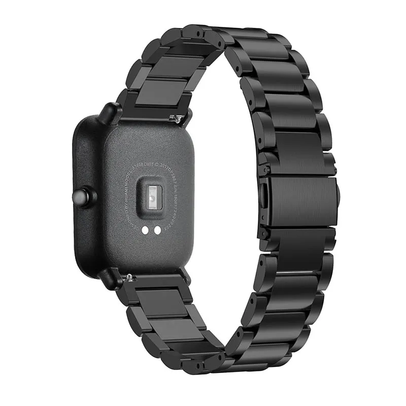 Black 20 мм для Xiaomi Huami Amazfit GTS Bip BIT PACE Lite Молодежный ремешок из нержавеющей стали Замена для samsung Galaxy 42 мм браслет - Цвет: Black