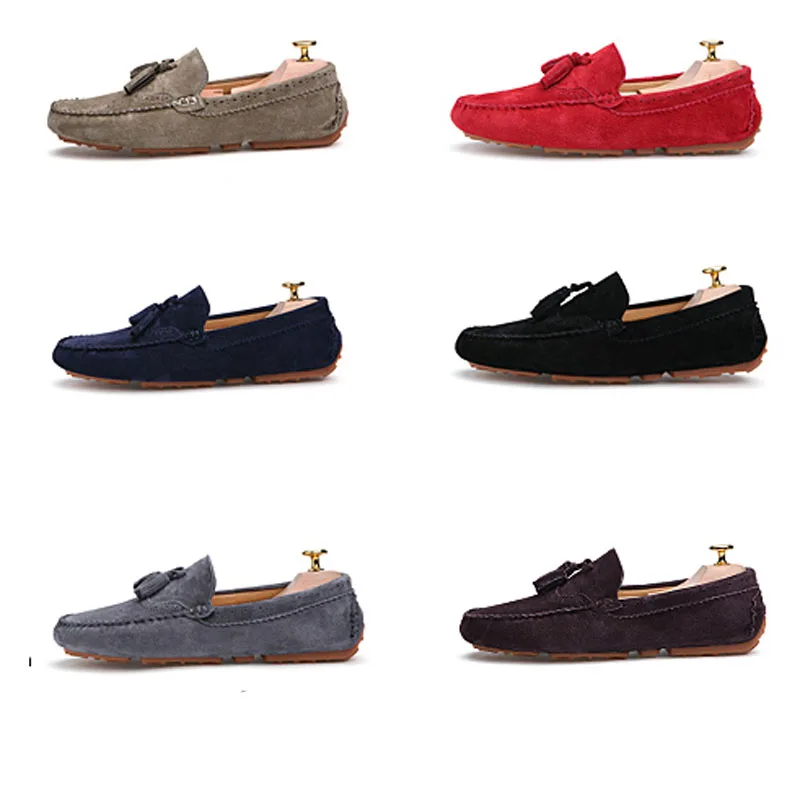 

Men Loafers Shoes Male Flats Suede Leather Casual Boat Walking Driver Footwear Chaussures Hommes