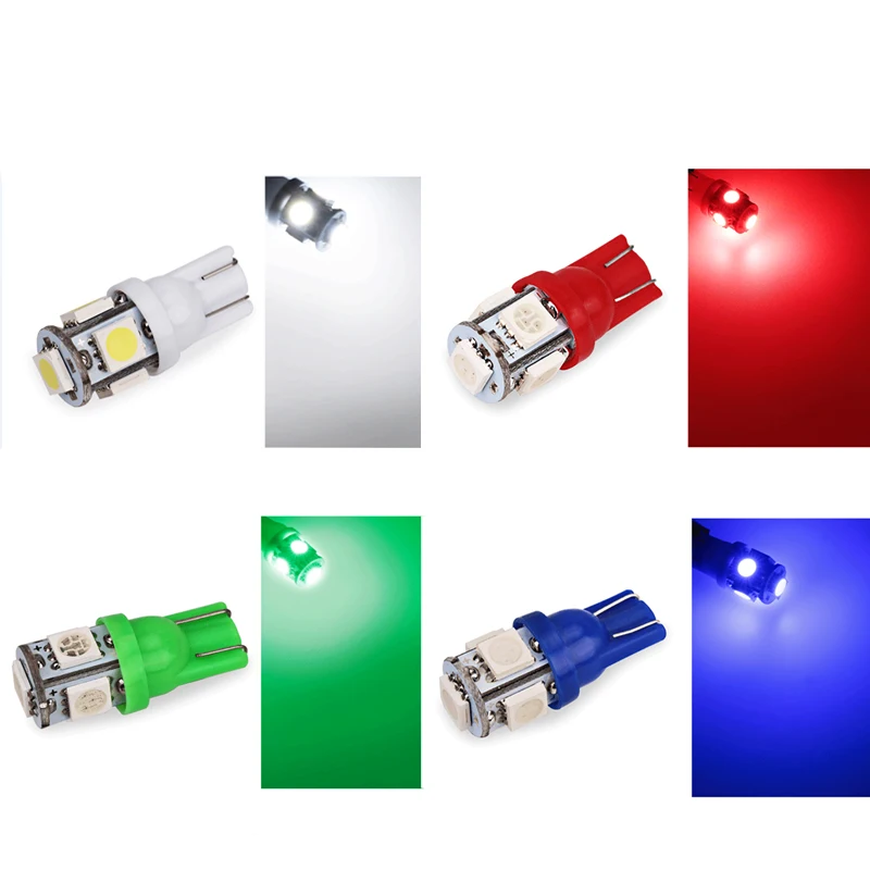 10 шт. Универсальные Автомобильные светодиодные внутренние фонари T10 5 SMD 5050