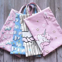 4pcsset new cute cartoon unicorn colorful file bag a4 document bag file folder stationery filing product school office supply