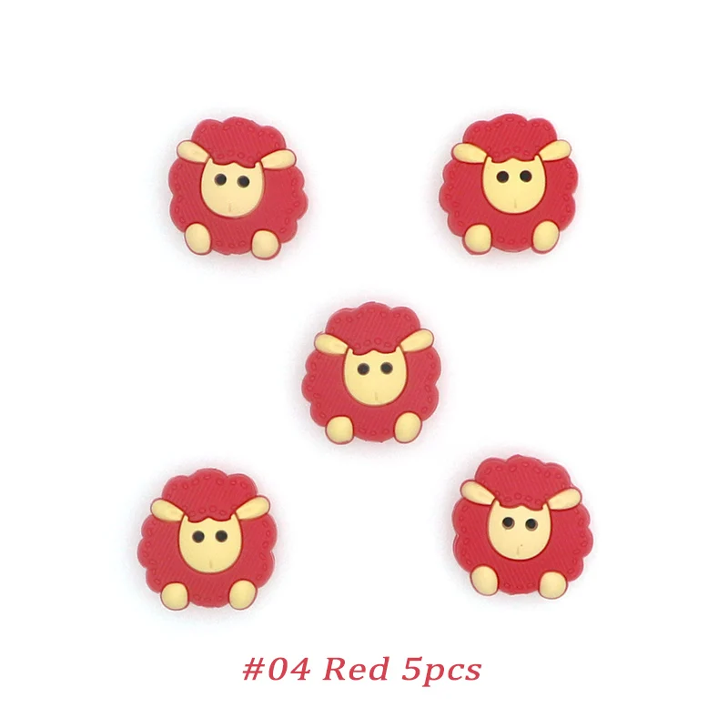Red 5pcs Kovict, 5/10 шт., 23 мм, милые мини-силиконовые бусины в виде овечки, Детские Прорезыватели в виде животных, Детские Прорезыватели для зубов, бусинки для самостоятельного изготовления ожерелья, аксессуары, игрушки - Цвет: Red 5pcs