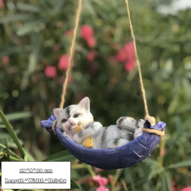 Cat A Креативная Милая лягушка, кошка, собака, смола, лежащая Статуэтка Санта Клауса, сад, висят на дереве, декоративная подвеска, украшение для дома и улицы - Цвет: Cat A