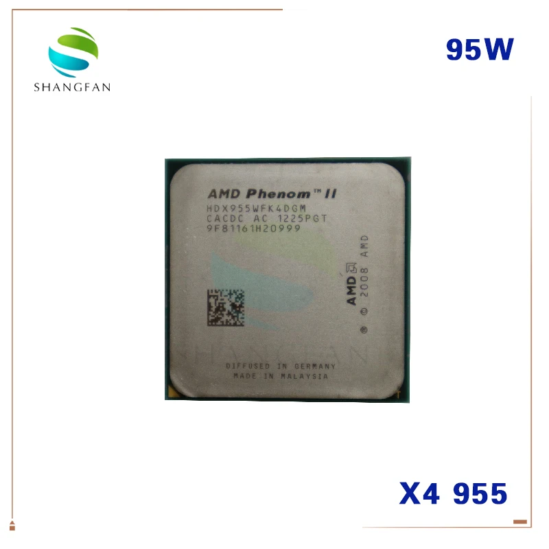 AMD Phenom II X4 955 95W четырехъядерный настольный процессор HDX955WFK4DGM Socket AM3 938pin