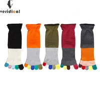 5 pairslot socks with toes%c2%a0cotton compare color big striped japanese style anti bacterial breathable harajuku five finger socks