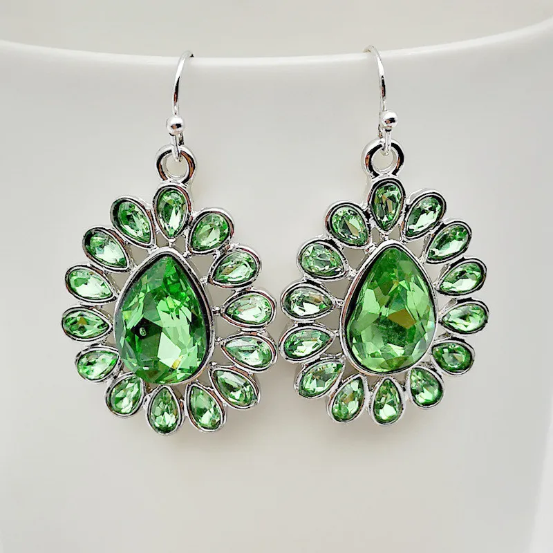 Винтажные Зеленые Подвески в форме капли воды висячие серьги для женщин женские