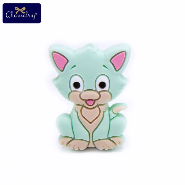 mint cat 5 шт. детский Прорезыватель собака Китай панда грызун силиконовые бусины Сделай Сам соска подвеска на цепочке-ожерелье жевательная игрушка для прорезывания зубов давайте сделаем - Цвет: mint cat