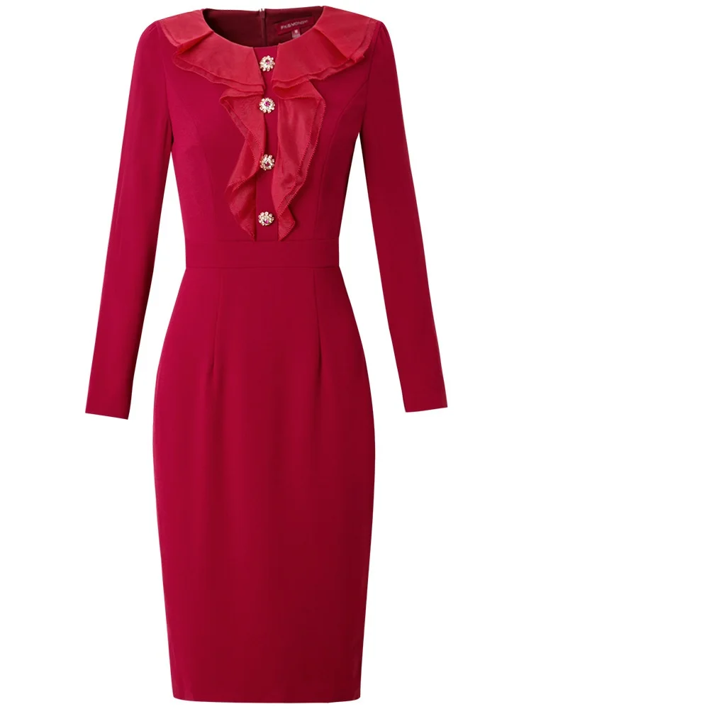 

Pencil High dress street 2021 new Spring Superior quality Women Christmas lady Party Dress 3xl Career OL Vintage dresses autumn