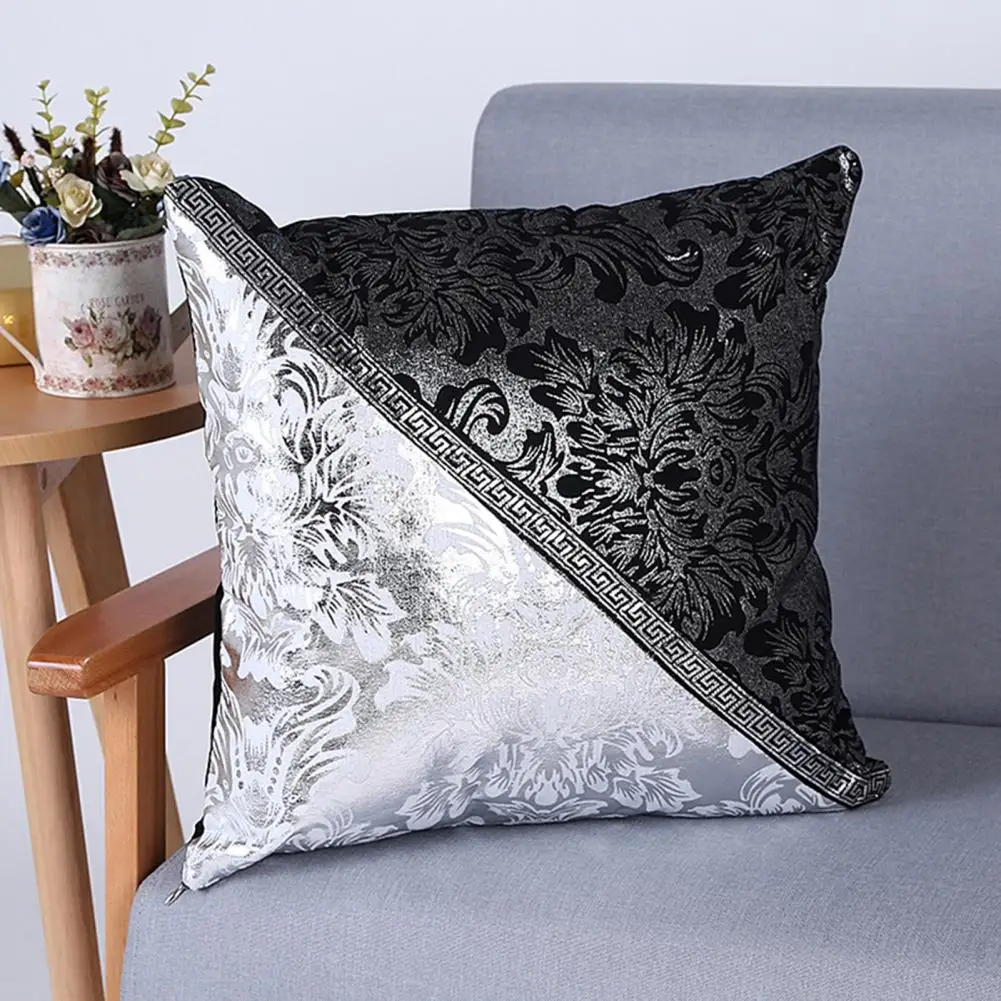

Cushion Cover Color Block Floral Print Vintage Linen Pillow Case for Home Decor