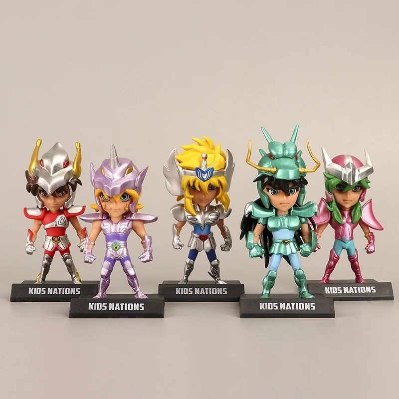 

5pcs/set Cartoon Anime Saint Seiya Figure Toys Seiya Shiryu Shun Action Figures PVC Cake Decoration Collectible Model Gifts Toy