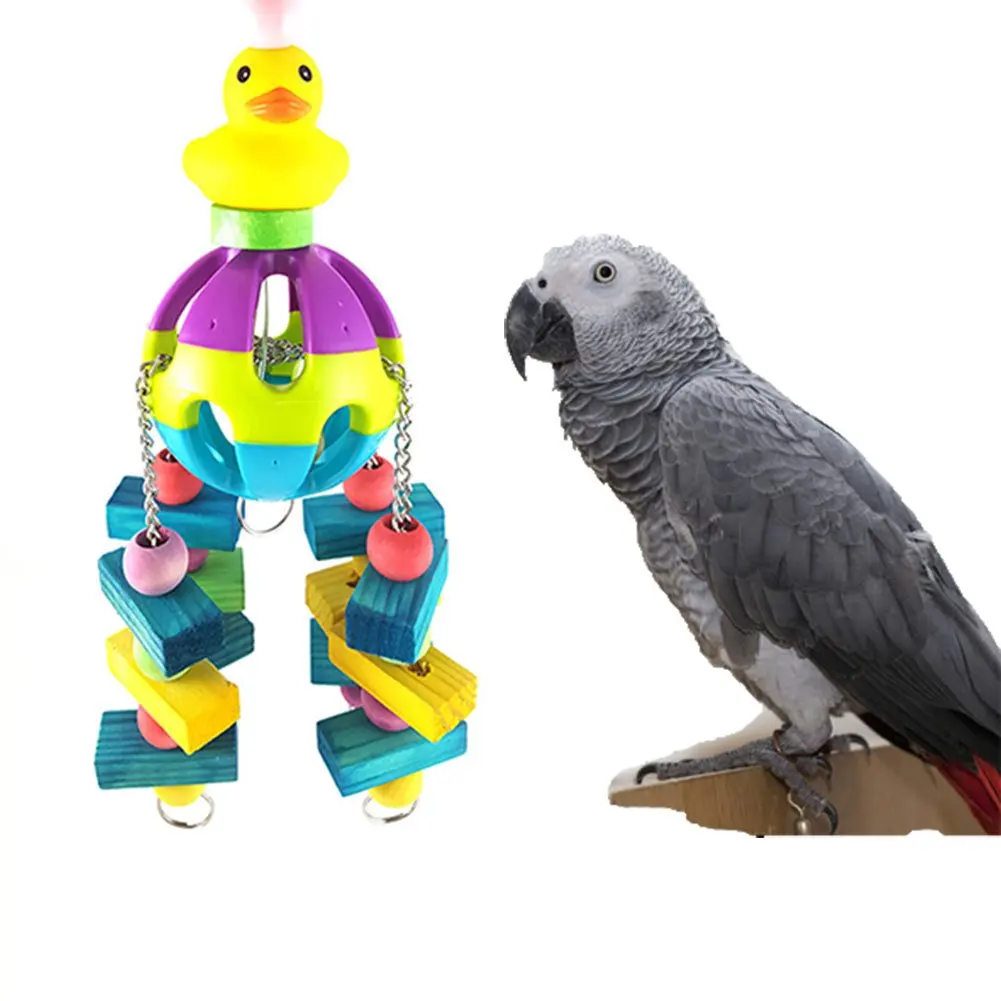 

Large Parrot Chewing Toy Bird Parrot Blocks Knots Tearing Toy Bird Cage Bite Toy For African Grey Macaws Cockatoos