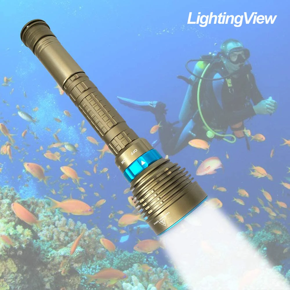

Фонарик для дайвинга 7 * XM-L L2, светодиодный подводный фонарь, фонарь для подводной охоты, освесветильник с питанием от 3 батарей 18650/26650